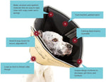 Adjustable large dog cone alternative showing removable plastic stays