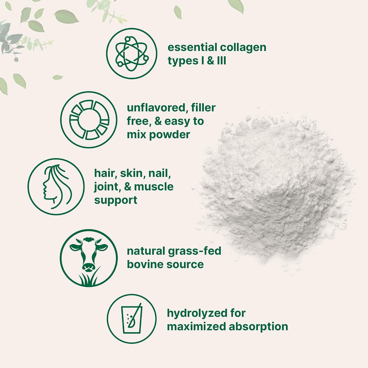 Micro Ingredients grass fed collagen powder texture close up