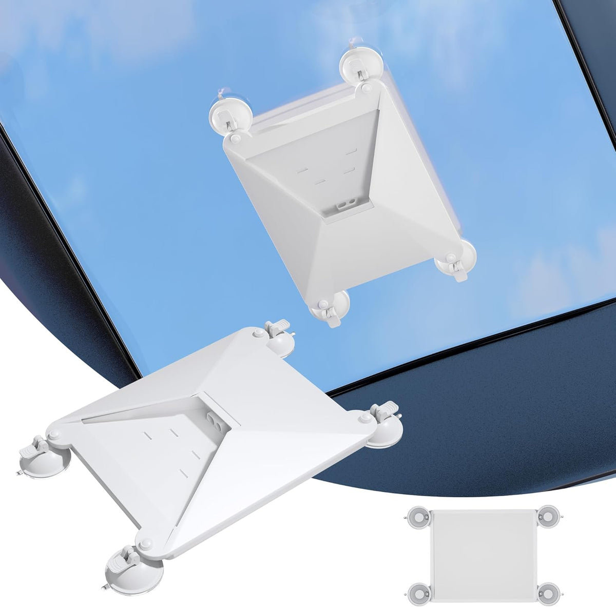 EAZUSE Starlink Mini Suction Cup Mount front view showing the liquid silicone case and four vacuum bases