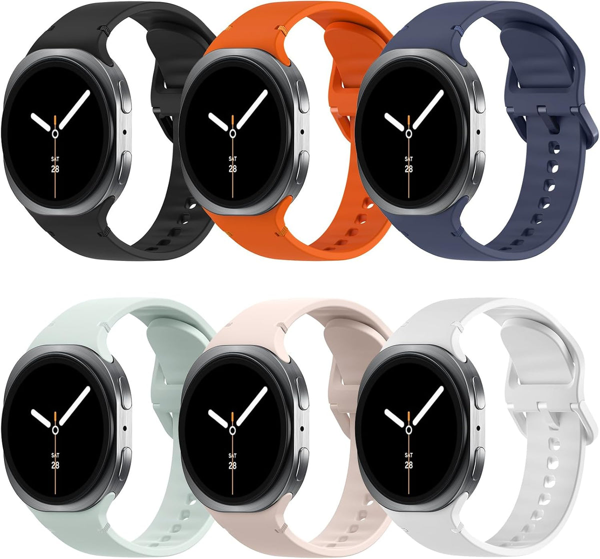 TiMOVO Band Compatible with Samsung Galaxy Watch 9 8 40mm 44mm/Classic 46mm | 6 Pack Galaxy Watch 8 Classic 46mm (2026/2025) Soft Silicone Replacement Sport Strap for Women Men, M/L - Image 10