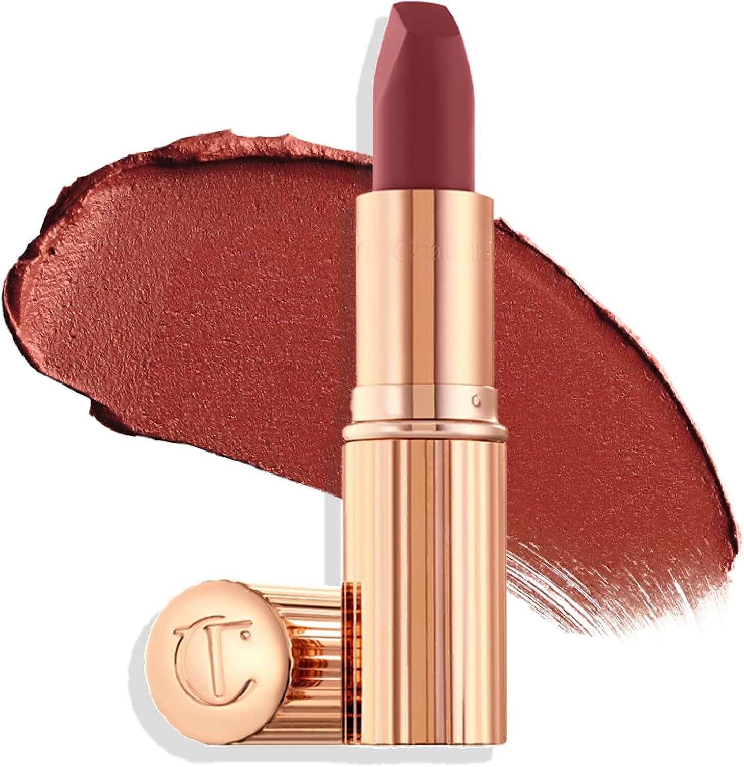 BrandBeauty Charlotte Tilbury Matte Revolution lipstick front view gold tube