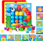 Geekper button art toy front view showing the colorful mosaic pegboard and storage base.