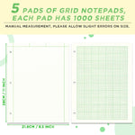 Zhanmai 5 pack graph notepad showing 3-hole punched margin