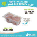 Raw Paws USA made pet food labels and packaging details