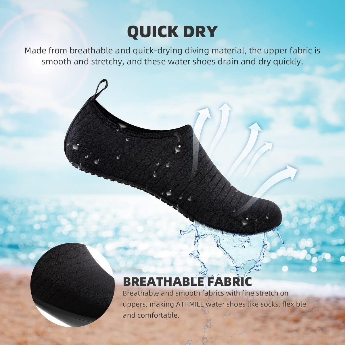 Athmile sports water shoes lifestyle beach view