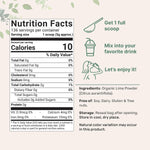 Micro Ingredients Organic Freeze-Dried Lime Powder nutritional label and ingredients