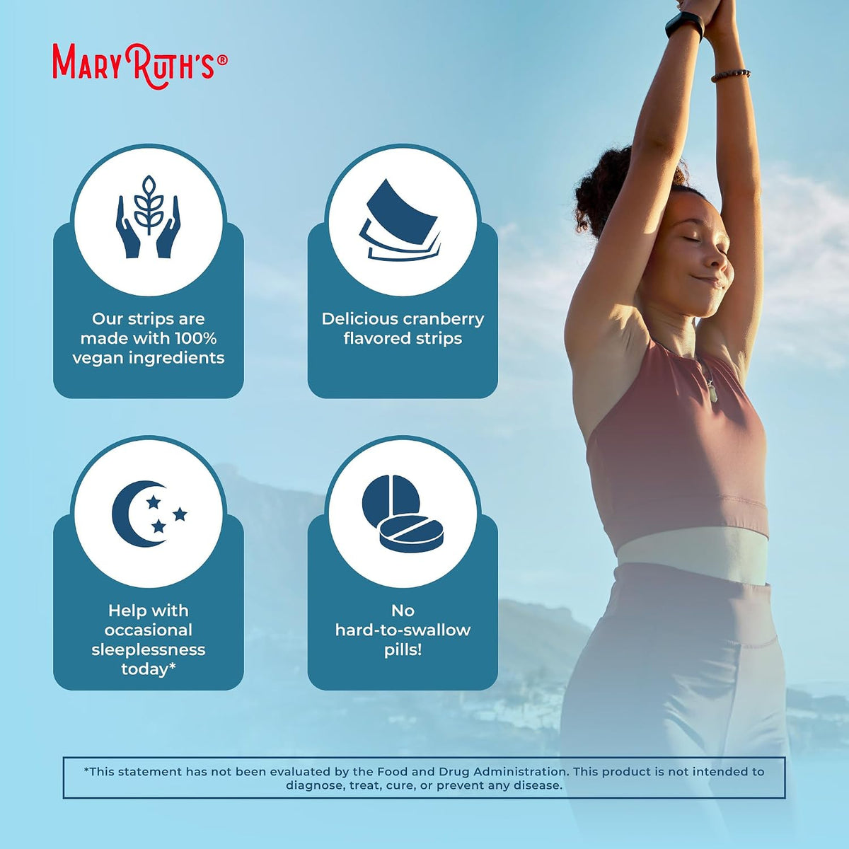 MaryRuth's melatonin 5mg sleep strips rear details