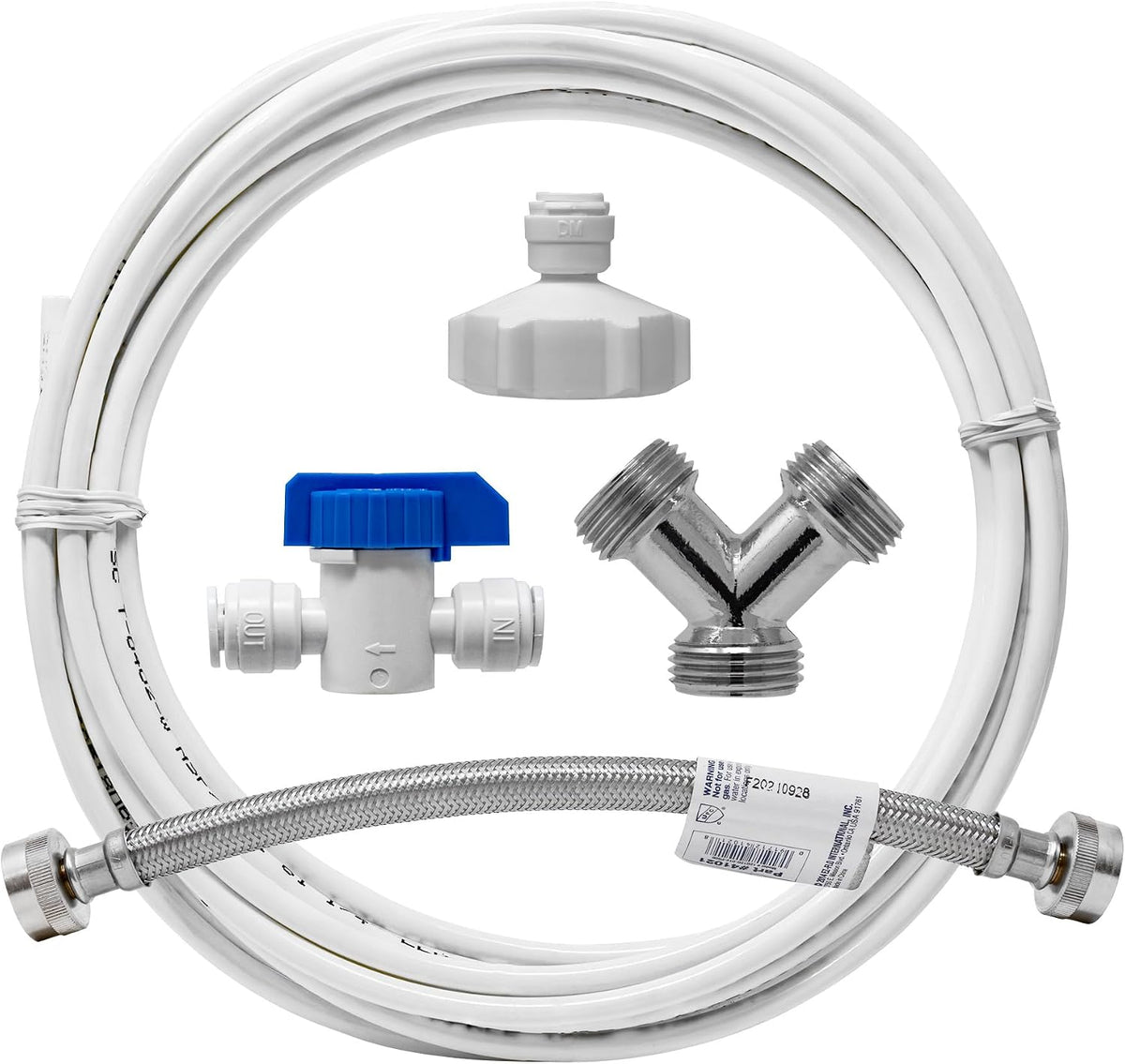 Ice Maker Refrigerator Water Line Kit, 25 ft x 3/8" | 25 Ft x 3/8" OD Appliance Water Line with Brass Stop Tee, Valve, Quick-Install Fittings and Tubing - Image 10