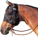 Cashel Quiet Ride Fly Mask secured over horse bridle