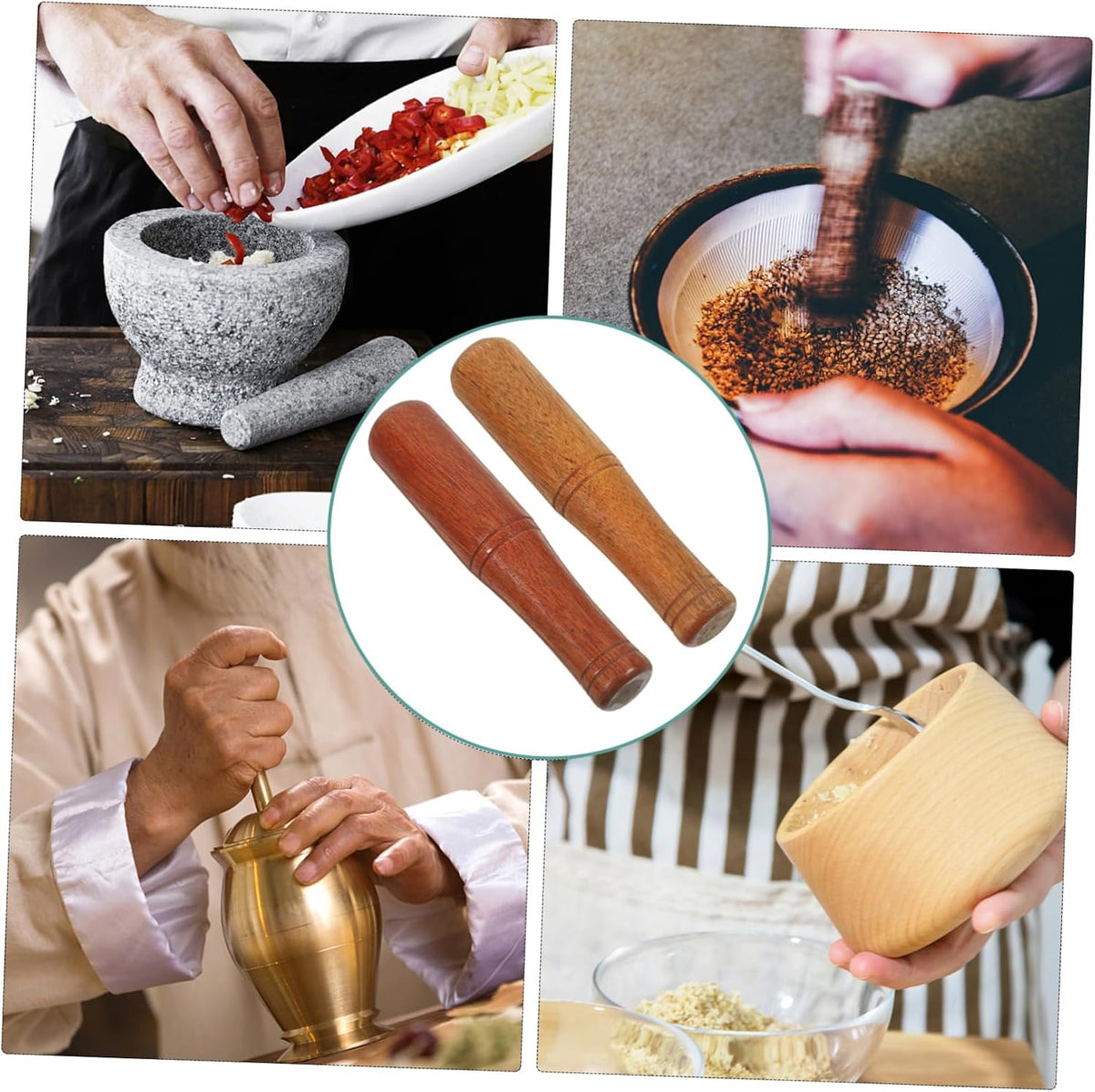 NAMOARLY 2 piece wooden muddler set for cooking preparation