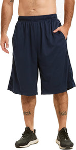 HQUEC men's long basketball athletic shorts front view