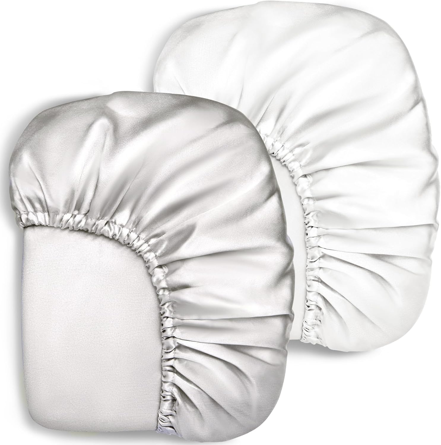 Pro Goleem 2 Pack Satin Crib Sheets White and Gray front view