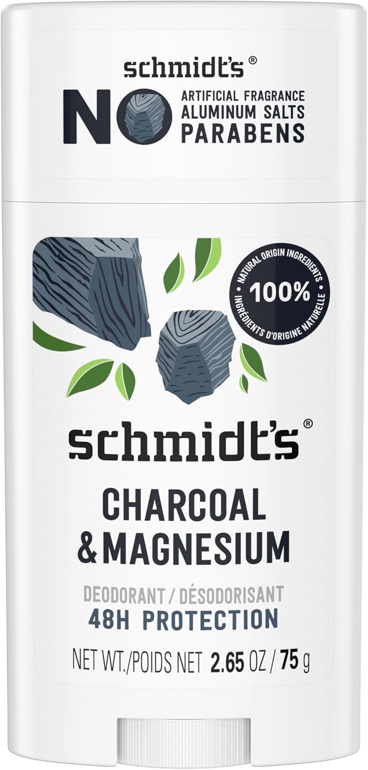 Schmidt's charcoal and magnesium deodorant front view stick