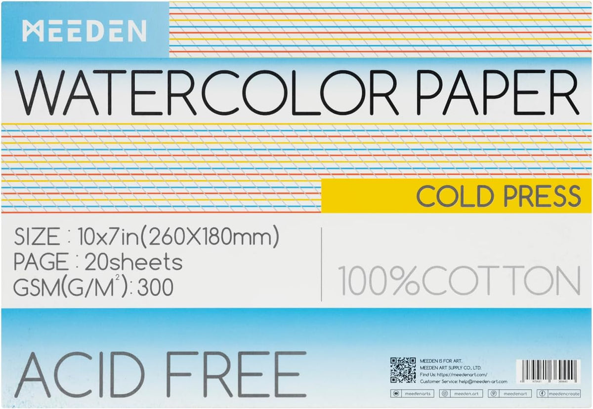 MEEDEN Watercolor Paper Block - 100% Cotton Watercolor Paper Pad of 20 Sheets, 140lb/300gsm, Acid-Free Art Paper for Watercolor, Gouache, Ink and More, 16" x 12" Cold Press - Image 14