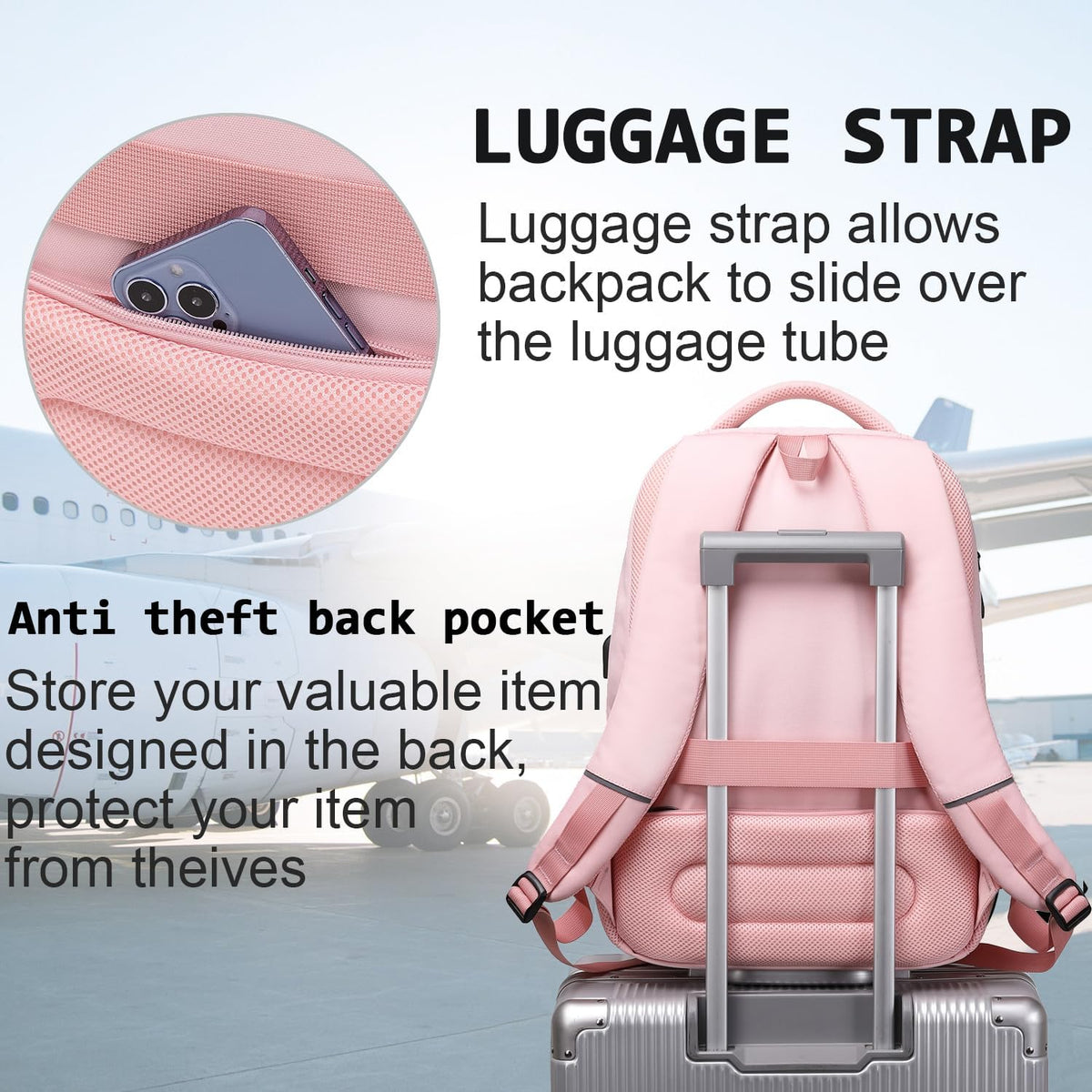 Volher water resistant backpack luggage strap