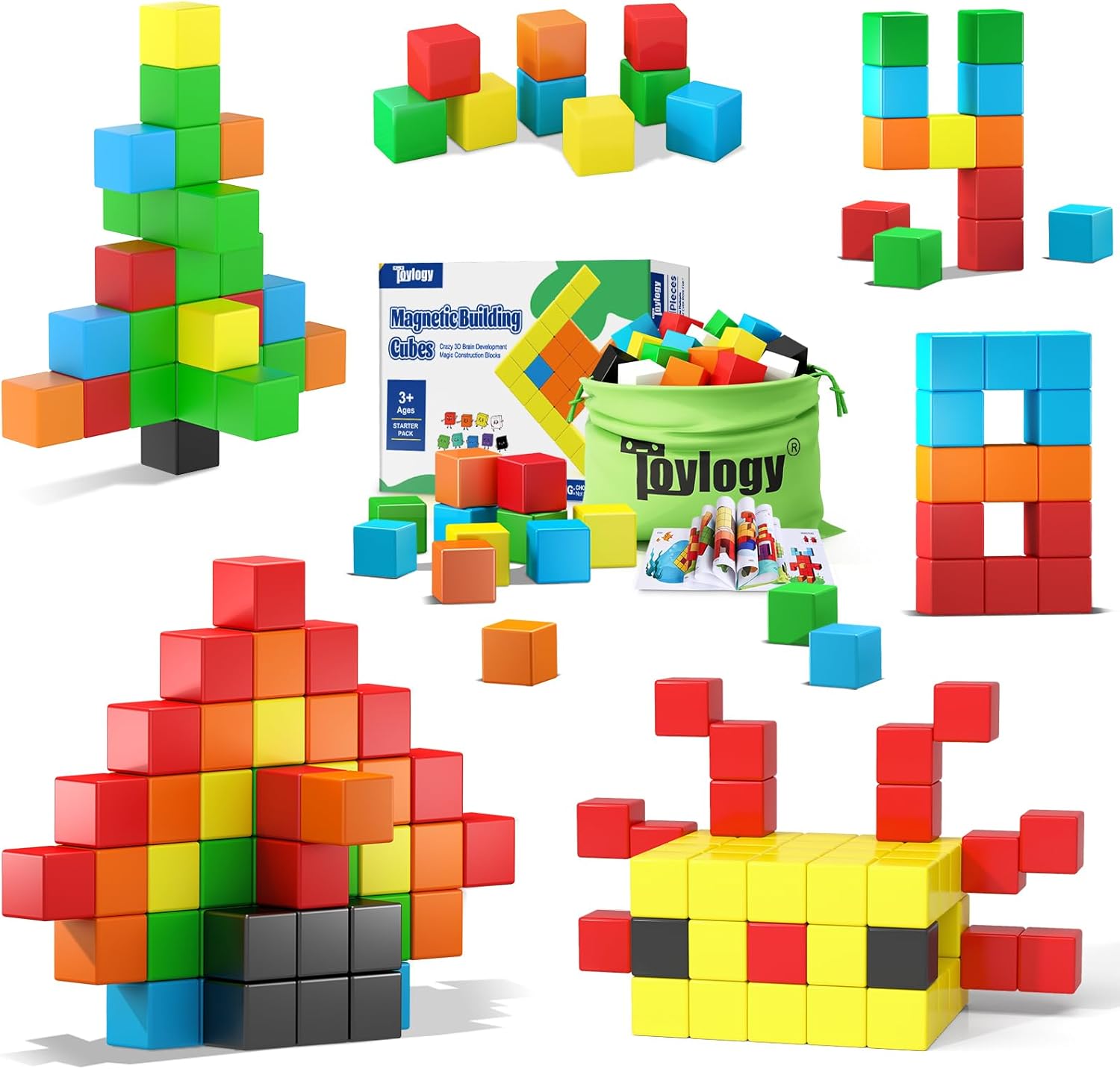 Toylogy 48 pieces magnetic blocks front view of toddler educational toy set