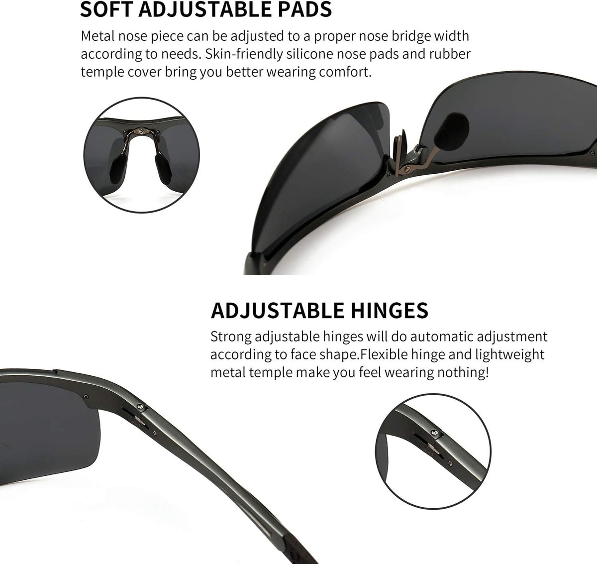 SUNGAIT polarized sunglasses spring hinge detail