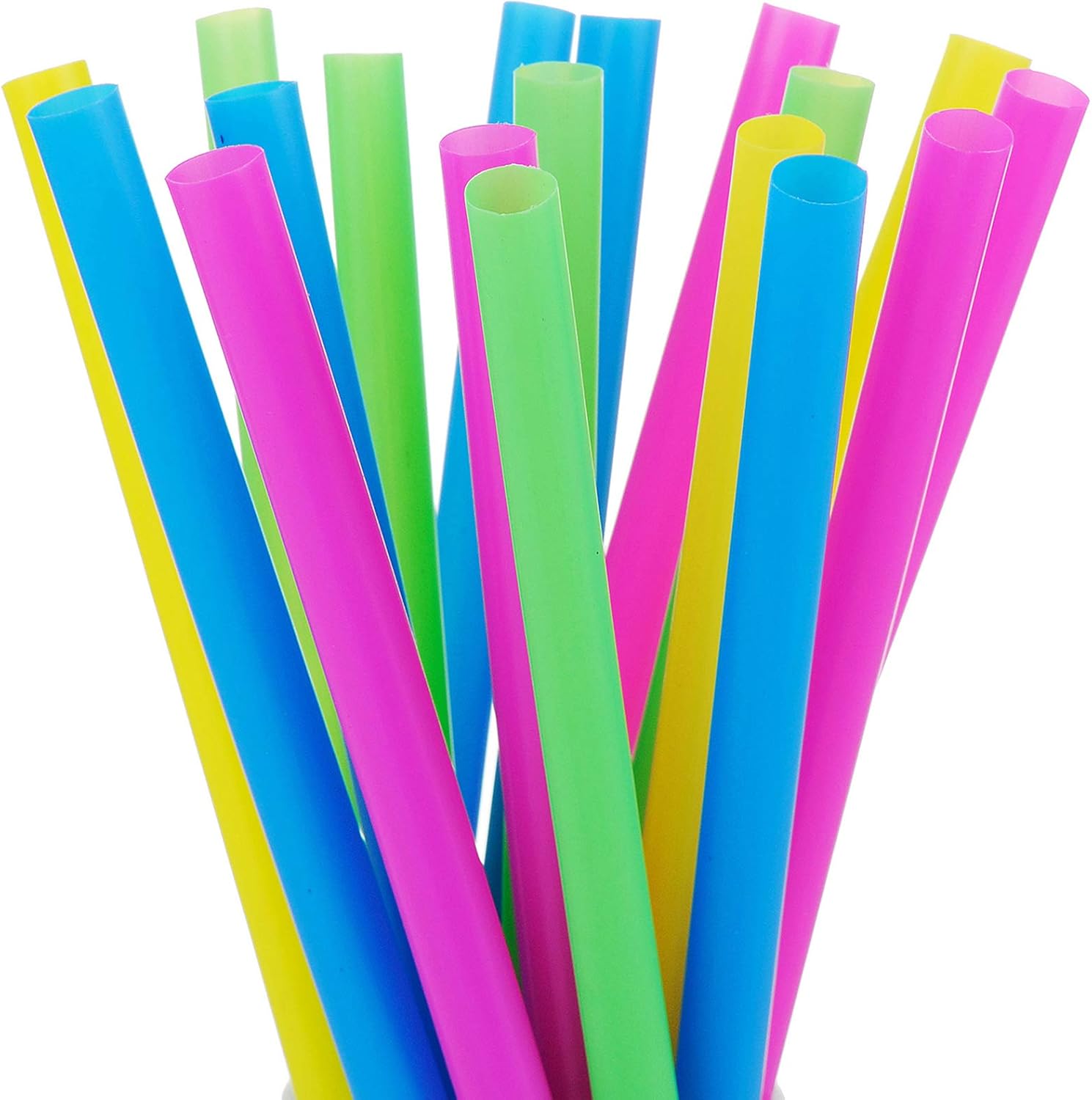ALINK 100 Extra Large Plastic Bubble Tea Straws front view multicolor pack.