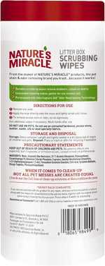 Nature's Miracle enzymatic cat litter tray cleaning wipes with grit-dot texture for removing stuck-on pet waste.