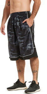 HQUEC Men's 12" Long Basketball Athletic Shorts Below Knee Loose-Fit | Deep Pockets, Mesh Fabric, Sweat Wicking, Elastic Waist Drawstring, Free Movement, Gym Running Multi Sports - Image 9