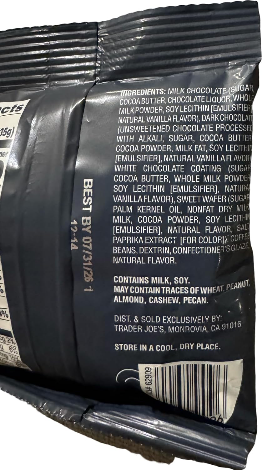 Trader Joe's coffee beans in dark milk and white chocolate coating