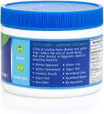 Gluten free vegan safe xylitol breath freshener container back label