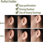 Sannix adjustable hypoallergenic earring secure backs displayed with velvet pouch