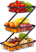 GETALL metal 3-tier fruit basket front view countertop organizer