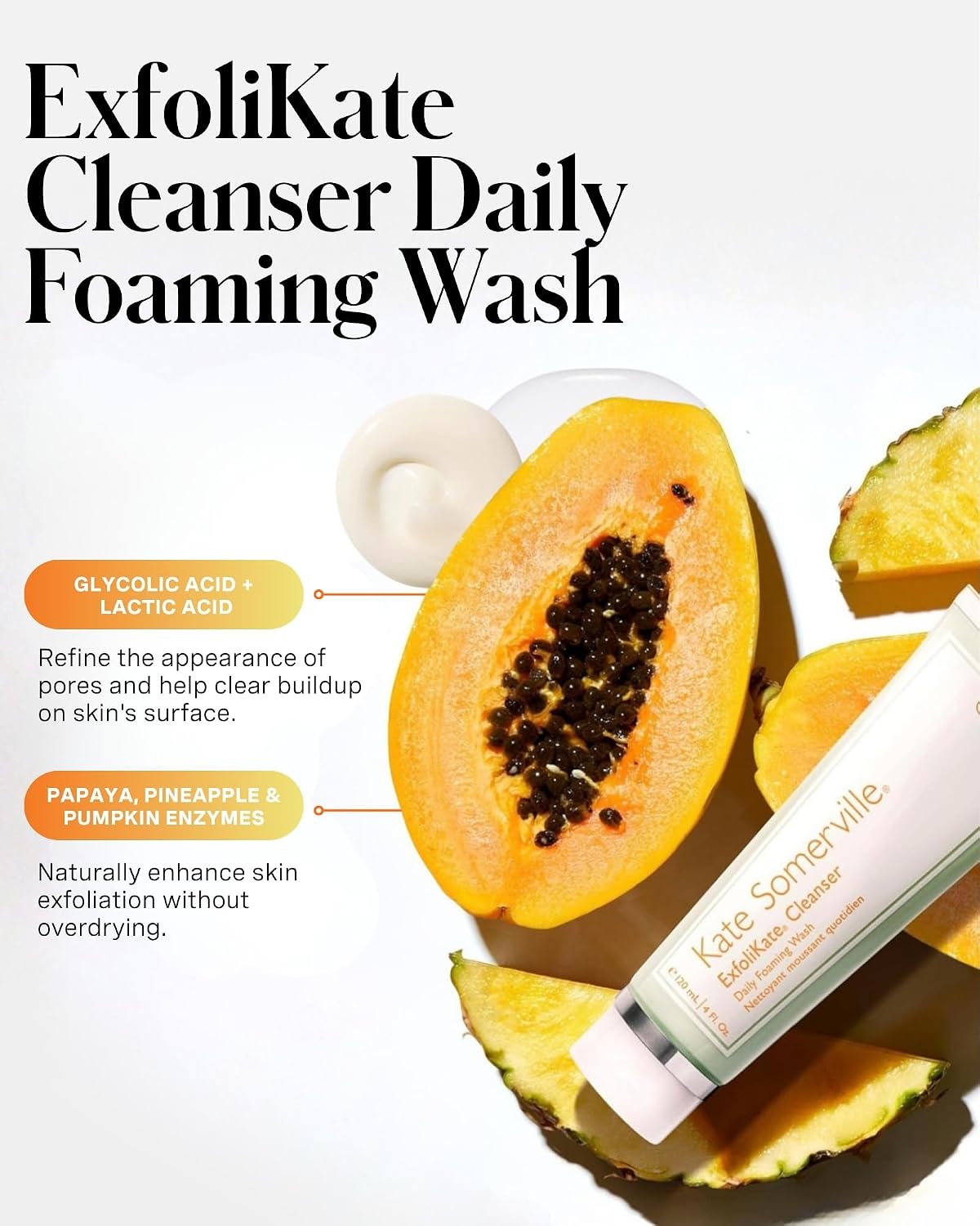 Kate Somerville daily foaming wash exfoliating face wash creamy lather texture close up