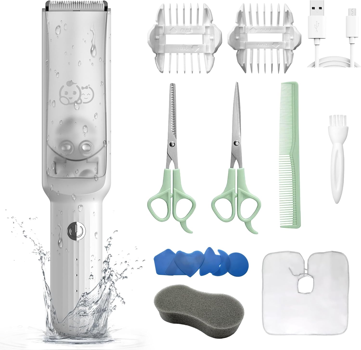 Royal Angels baby hair clipper set with vacuum front view
