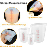 Silicone measuring cups being used for home baking preparation