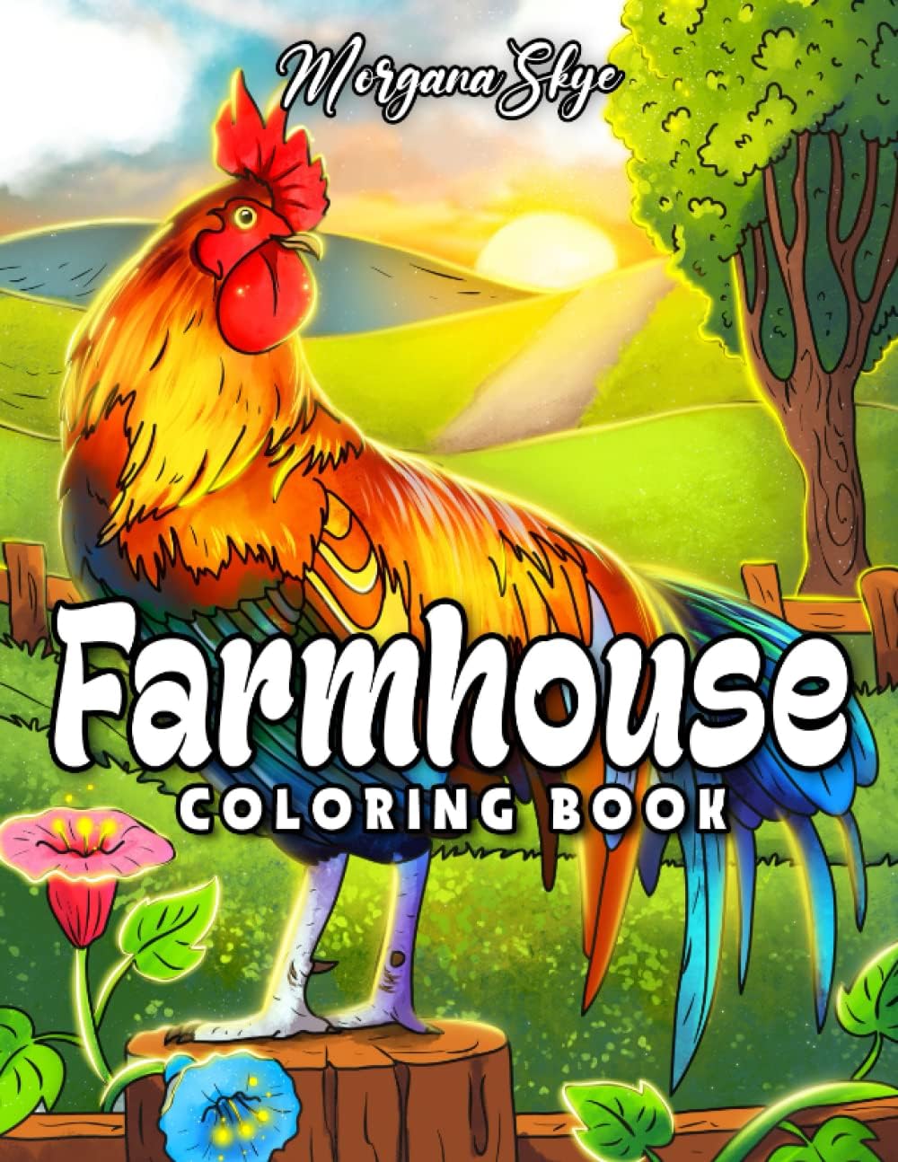 Farmhouse Coloring Book: Easy Countryside Designs with Cute Farm Animals, Beautiful Flowers and Relaxing Landscapes for Stress Relief and Relaxation - Image 1