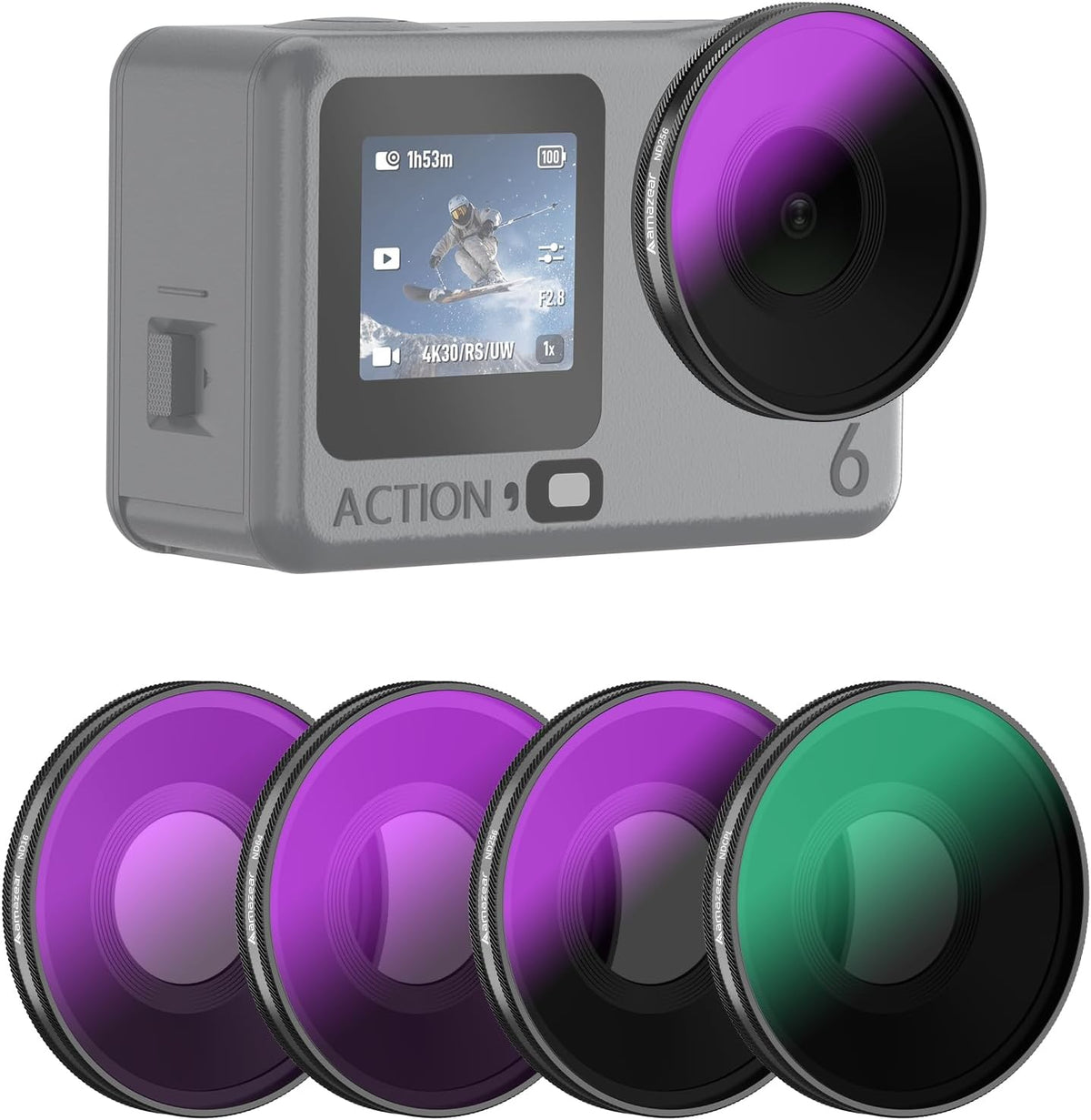 Amazear ND and CPL filter set for DJI Osmo Action 6 front view