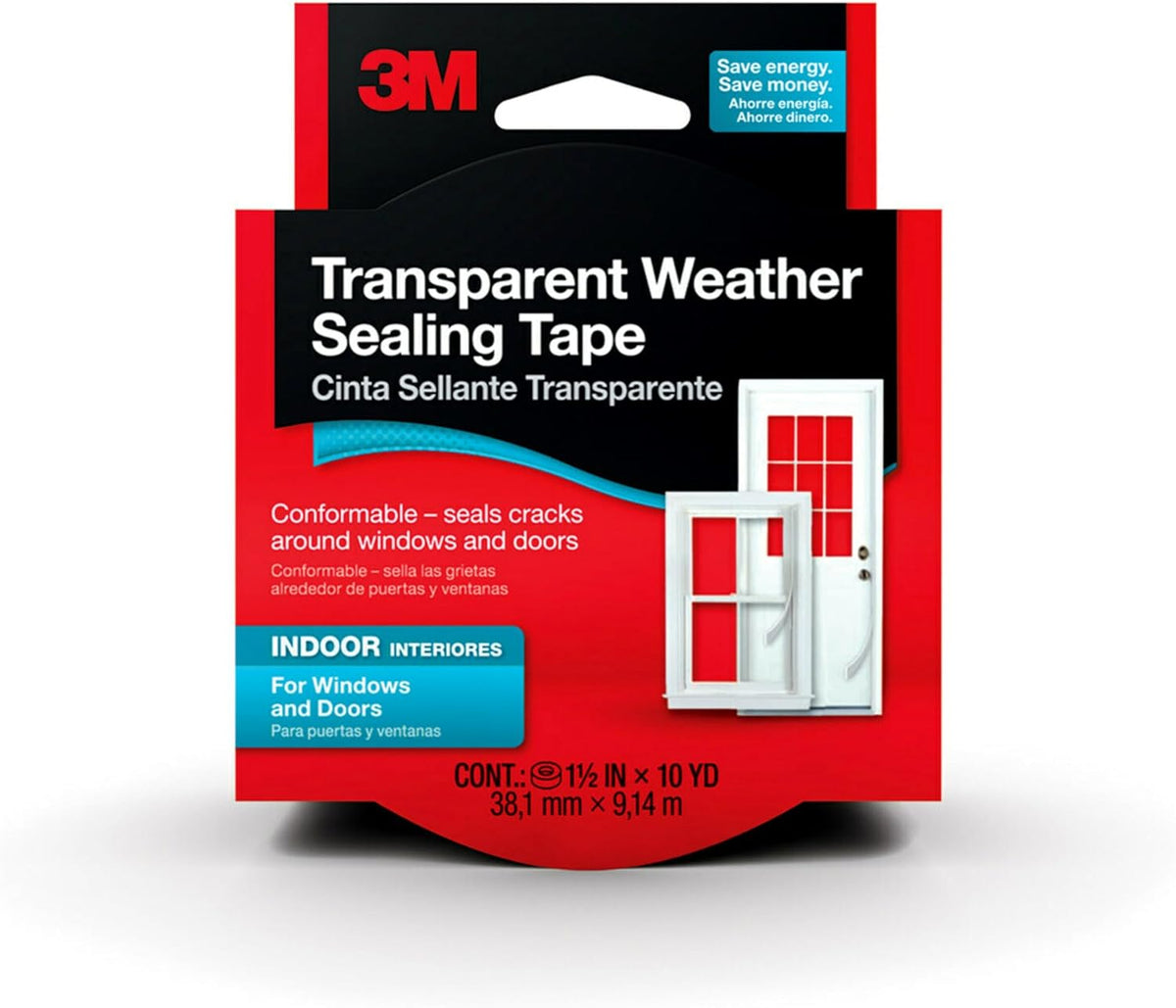 3M Indoor Transparent Weather Sealing Tape, 1.5 in x 30 ft - Image 1