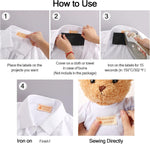 Demonstration of iron-on application on fabric clothing item