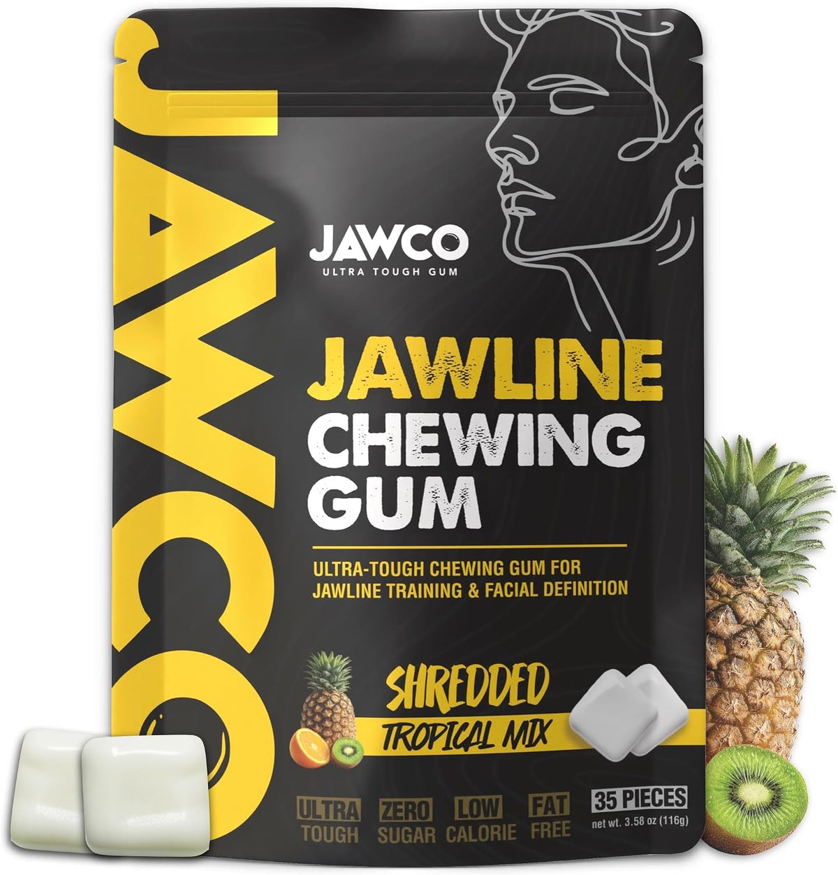 JAWCO Ultra-tough Jawline Chewing Gum | Get a Stronger, Squarer Jawline | Jaw Training Hard Gum | Chisel, Sculpt, Tone your Jaw | 15X Hardness | Facial Fitness Mewing Gum | Mighty Mint (1-Pack) - Image 13