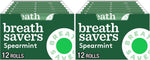 Breath Savers spearmint flavored pocket sized mint rolls layout display