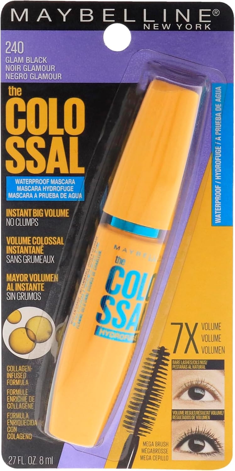 Maybelline Volum' Express Colossal Waterproof Mascara Makeup, Volumizing, Glam Black, 1 Count - Image 1