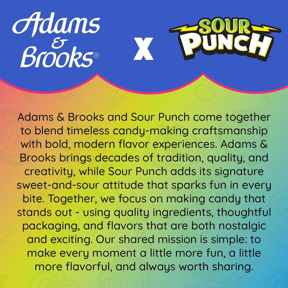 Sour Punch 7 Ounce candy bag alongside individual fruit flavor chews