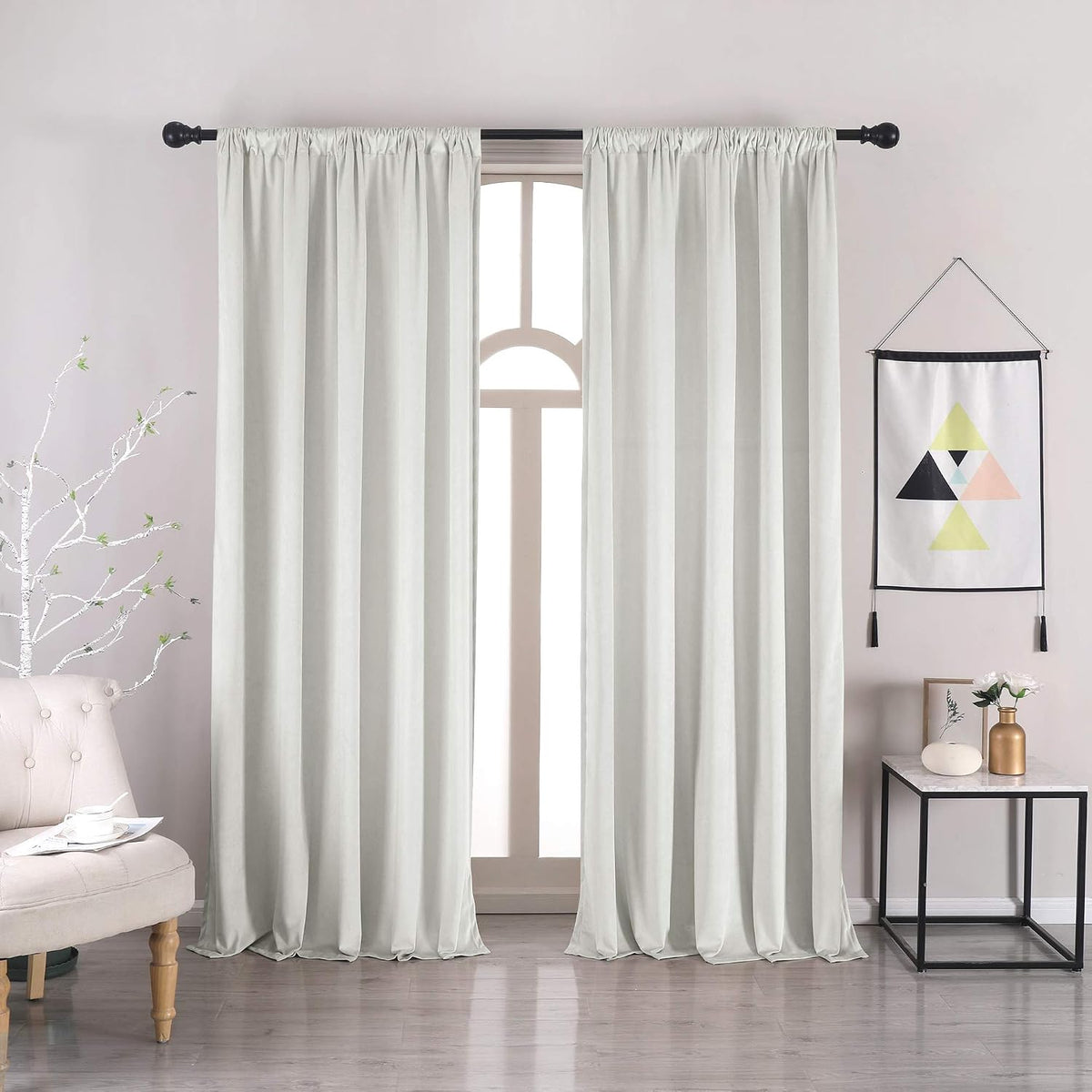 nanbowang Black Velvet Curtains - 52"x 54" Soft Rod Pocket Thermal Insulated Window Treatment for Bedroom Living Room Light Filtering Drapes 2 Panels - Image 14