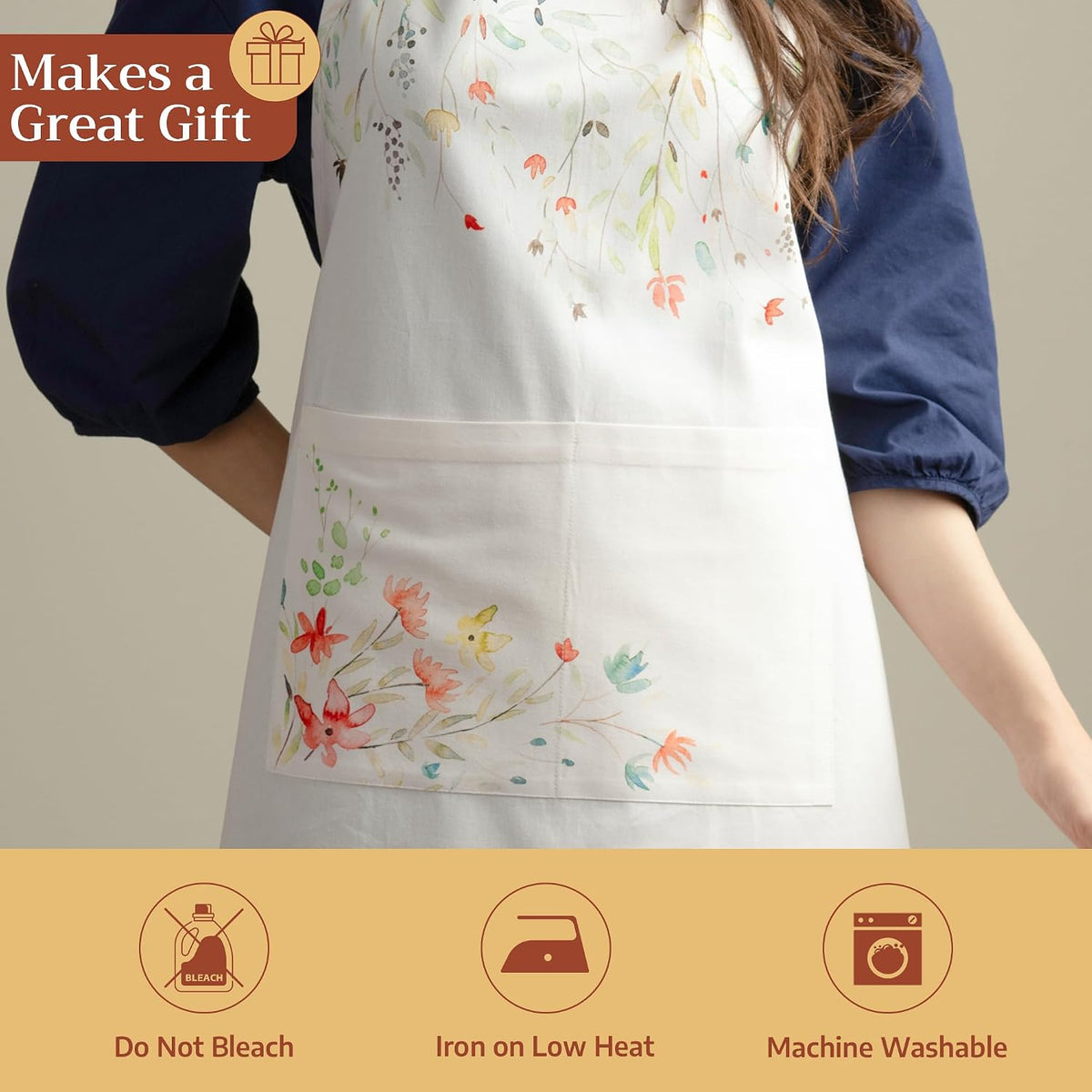 Maison d Hermine cotton apron long waist ties