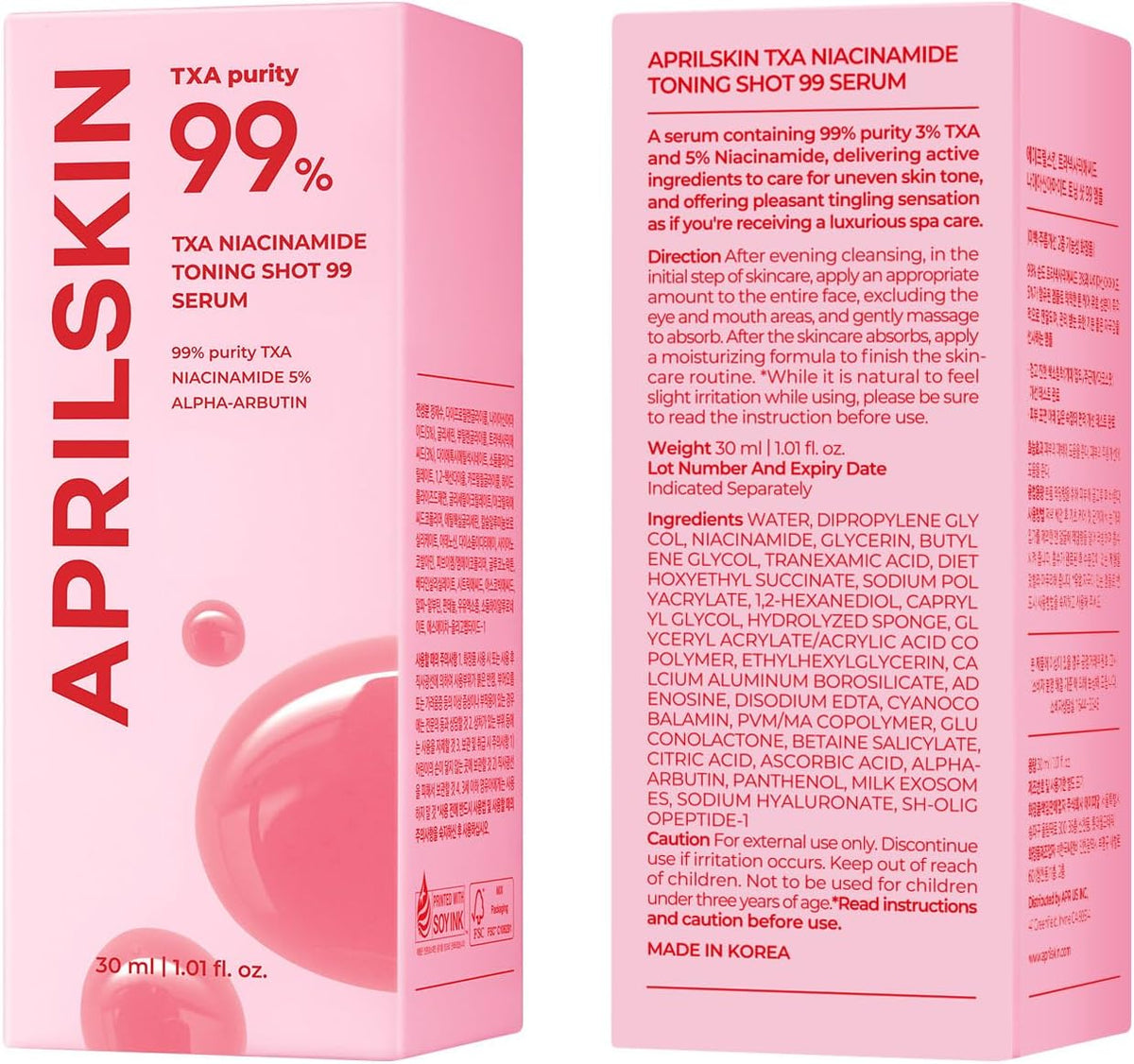 APRILSKIN TXA Niacinamide Toning Shot 99 Spicule Facial SerumSkin Booster Serum for Brightening and Pore Care99% High-Purity Tranexamic Acid 3% + Niacinamide 5%Korean Skin Care1.01 fl. oz. - Image 9
