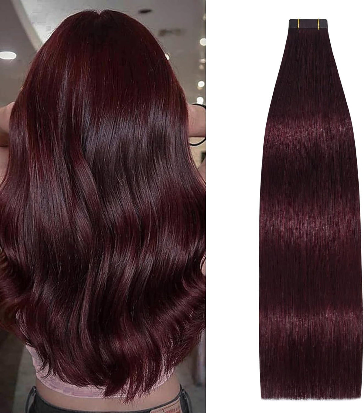 Aison Jet Black Tape in Hair Extensions Human Hair 18 Inch 40G Invisible Real Human Hair Extensions 20 Pcs/Package - Image 11