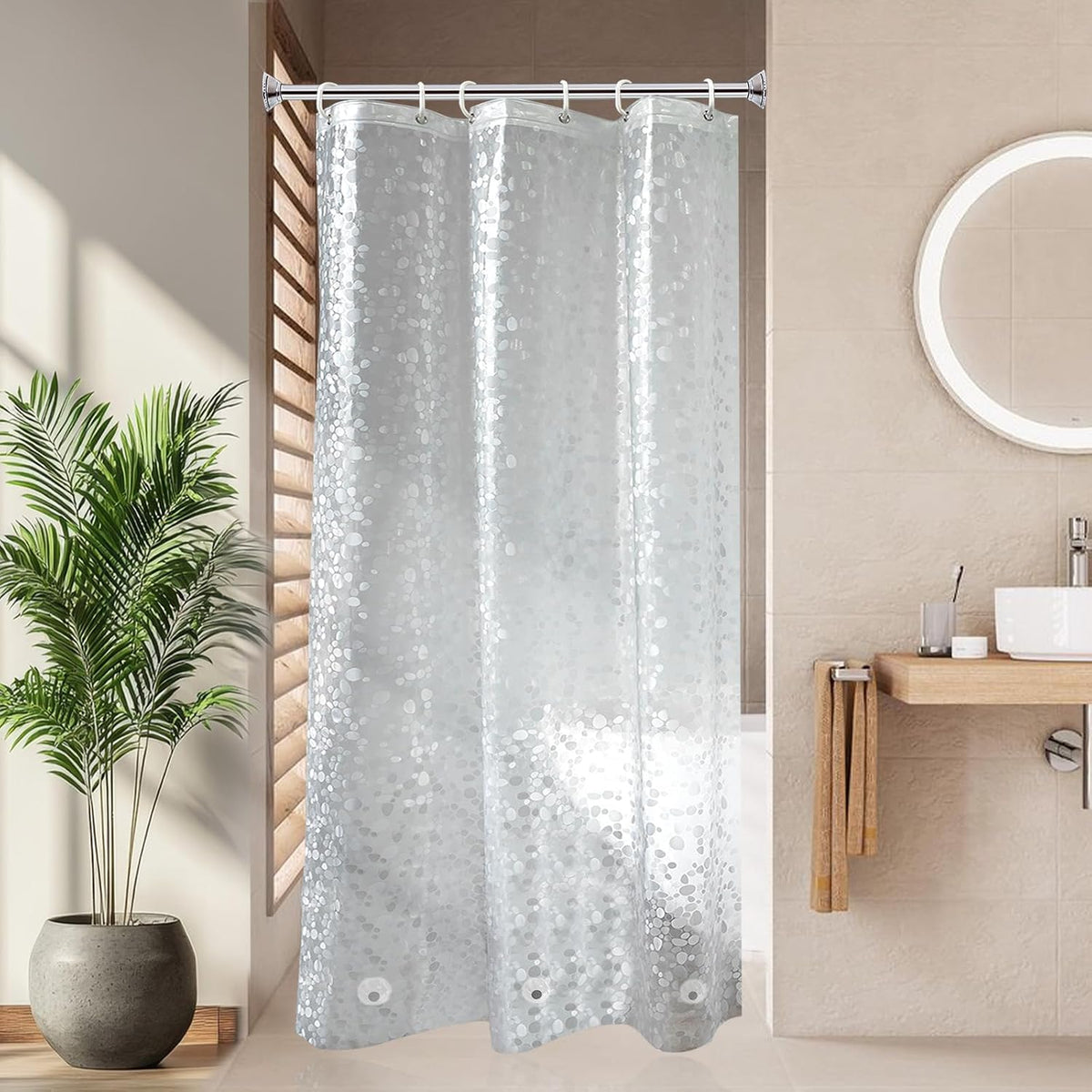 AooHome 3D Water Cube Shower Curtain Liner, Clear Eva Shower Curtain with Bottom Magnets, Heavy Duty, 72x78 Inch, Semi Transparent - Image 15