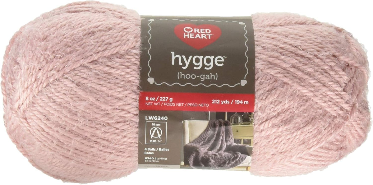 Red Heart Hygge yarn 8 ounce sterling side angle