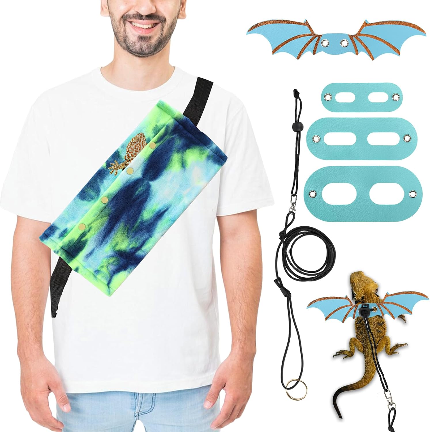 Esmorah bearded dragon carrier and leash harness set front view