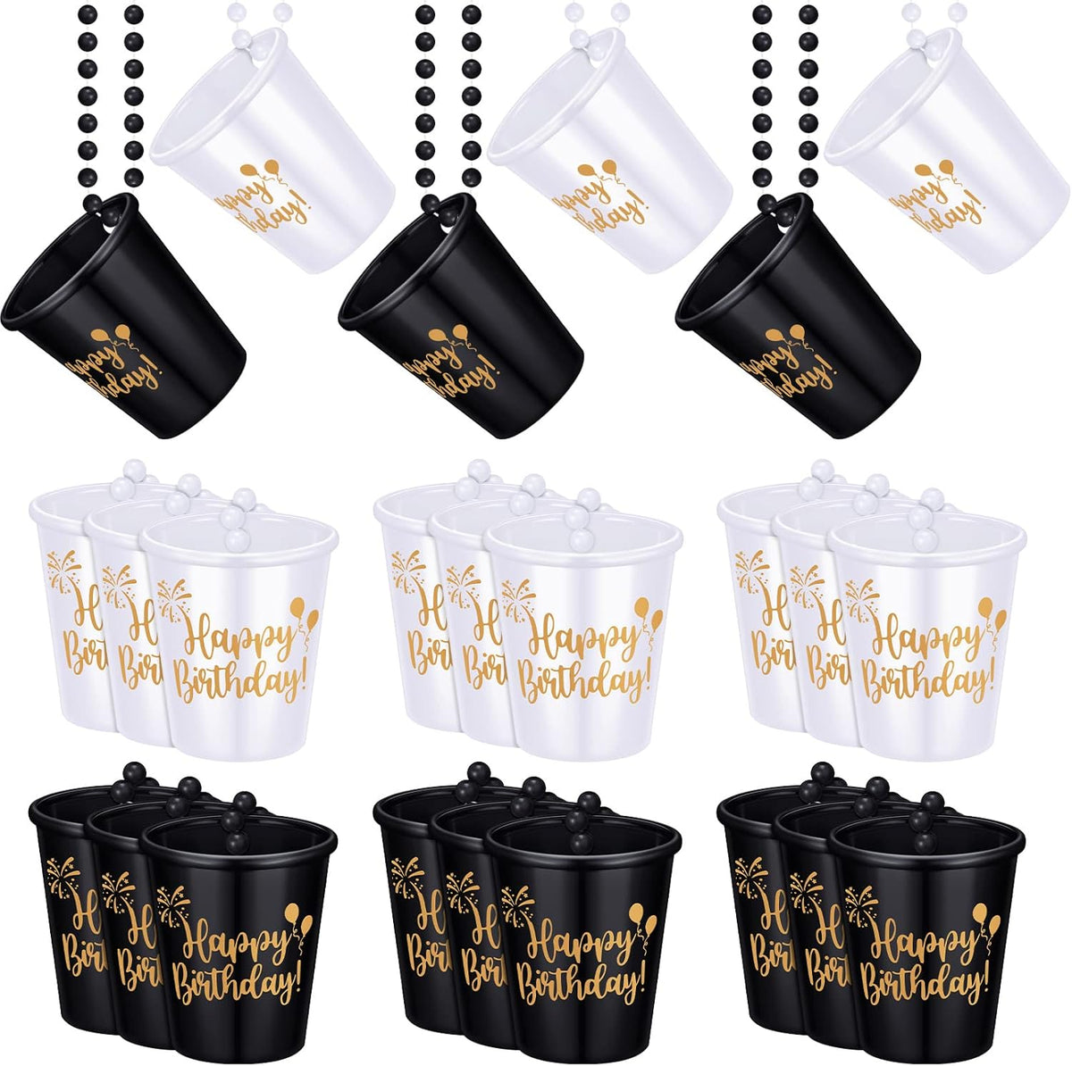 Sureio 24 Pack Shot Glass Necklaces front view for party favors.