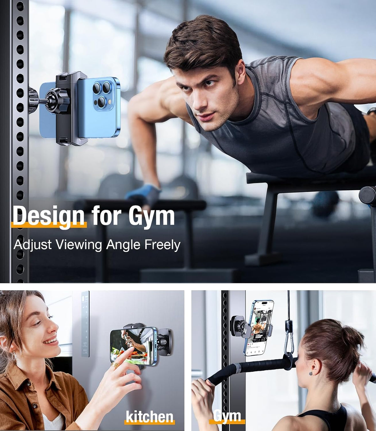 Coolpow gym phone holder supporting a large smartphone