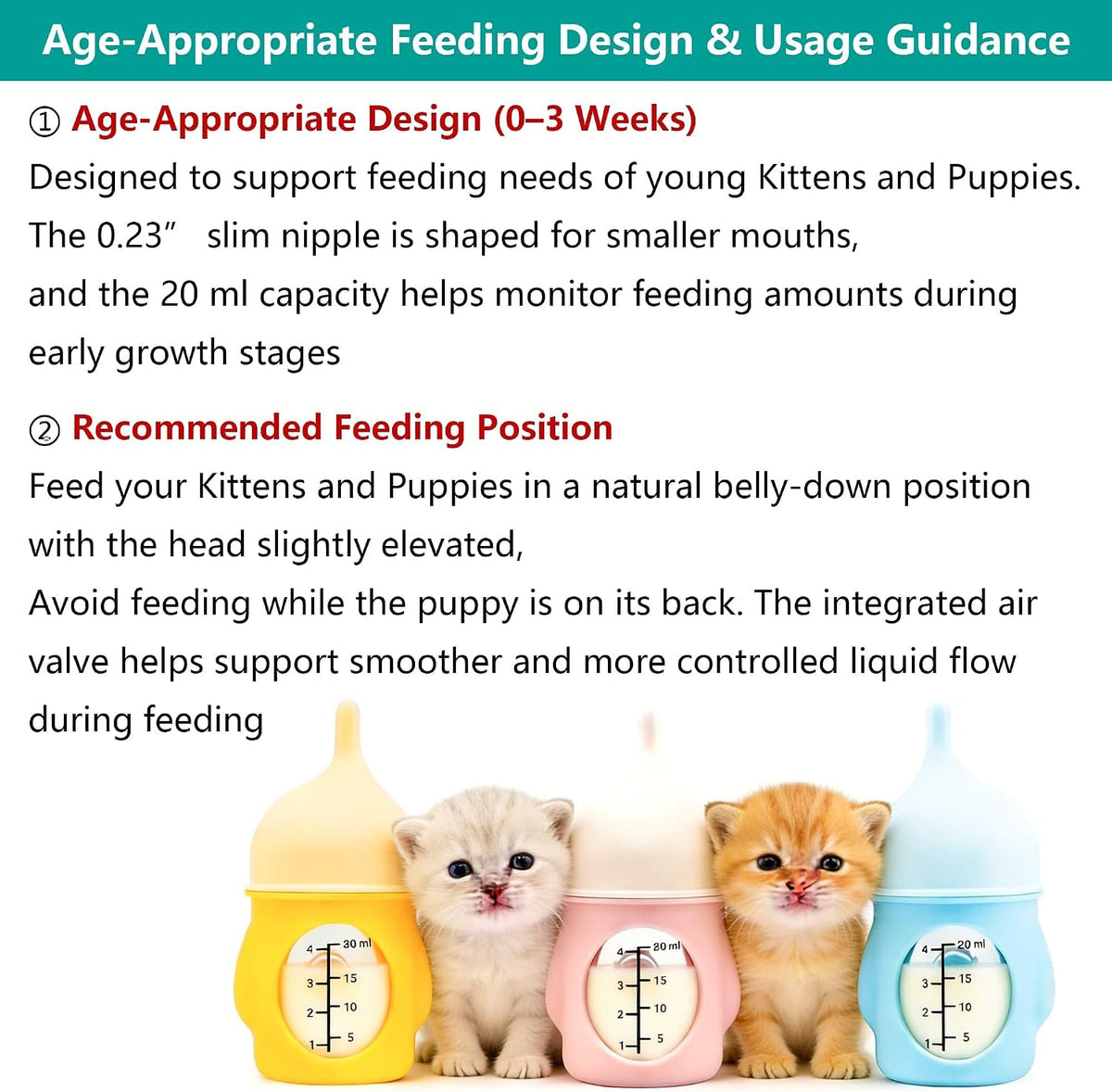 Puppy Bottles for NursingKitten Bottles for NursingPet Feeding Bottle(Yellow- 20ml) - Image 4