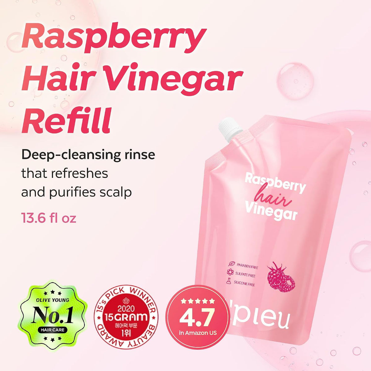 A'Pieu Raspberry Hair Vinegar packaging details and branding